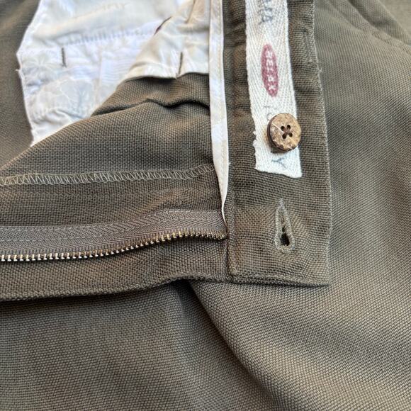 Tommy Bahama 100% Silk Pants 32” x 28” Dark Green Khaki Pleated Cuffed - Picture 5 of 7